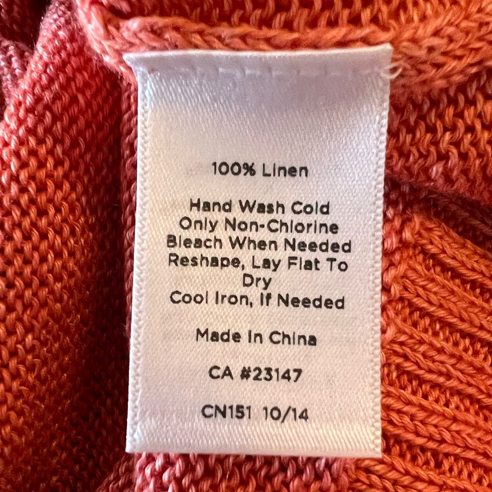 100% Linen Talbots Coral 3/4 Sleeves Sweater Size Small Petite - Picture 4 of 4